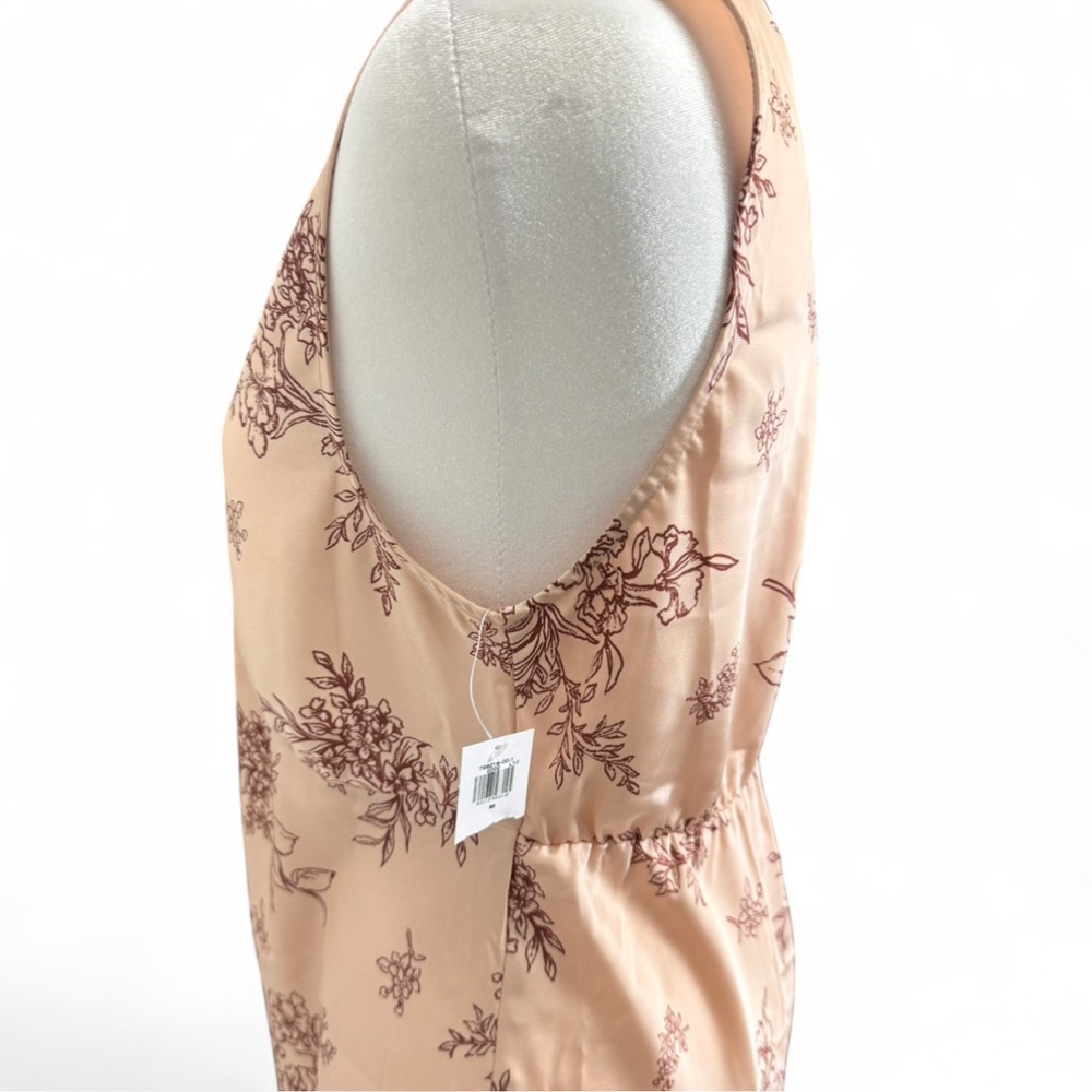 Pink Floral Satin Lace Trim Midi Dress Romantic Coquette NWT Slip Blush - Picture 9 of 9